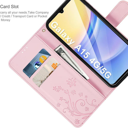 Samsung Galaxy A15 5G/4G Lederhülle mit Schutzfolie und