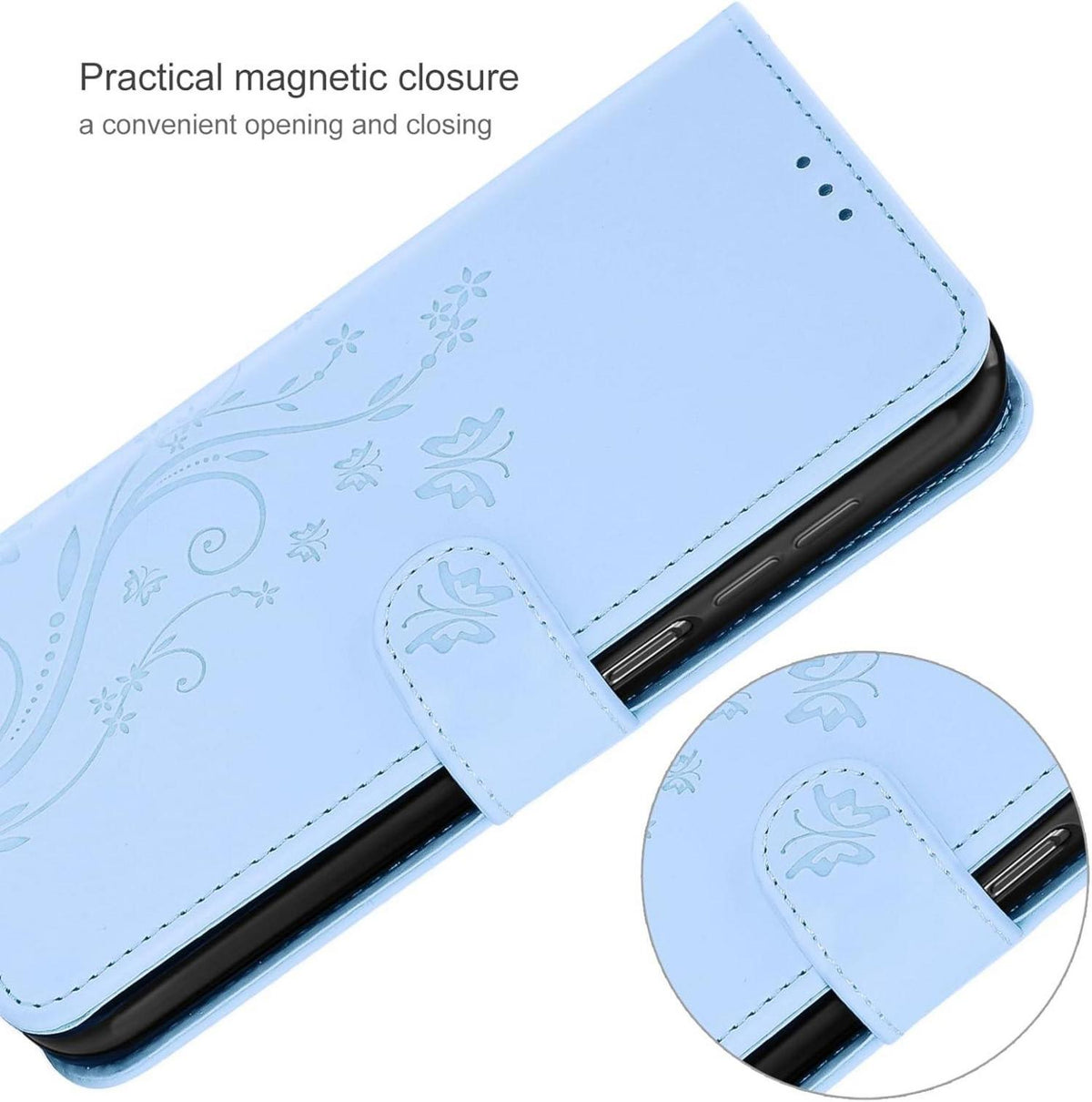 AROYI Samsung Galaxy A55 5G Lederhülle & Schutzfolie Flip Wallet Himmel Blau