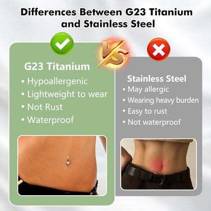 G23 Titan Bauchnabelpiercing 14G 10/12mm Stab Gold Silber Bunt
