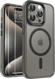 Magnetische iPhone 15 Pro Max Hülle, Stoßfest, Matt, MagSafe