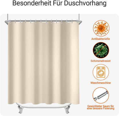 Lerores Duschvorhang Beige 200x170cm Textil Wasserabweisend waschbar