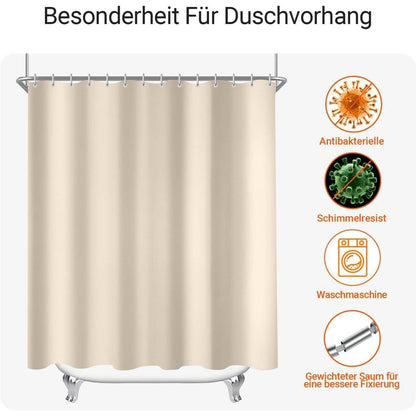 Duschvorhang 90x90cm Beige Beschwerter Saum Antischimmel