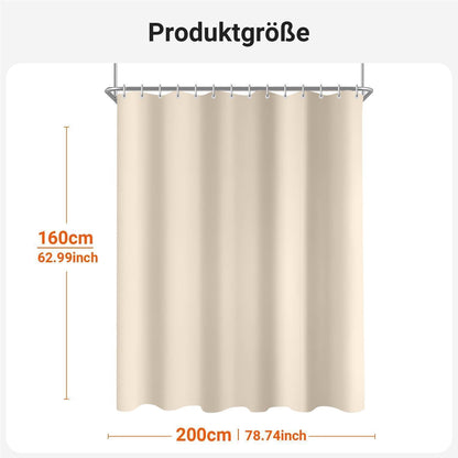 Duschvorhang 200x160 cm Beige Antischimmel Textil