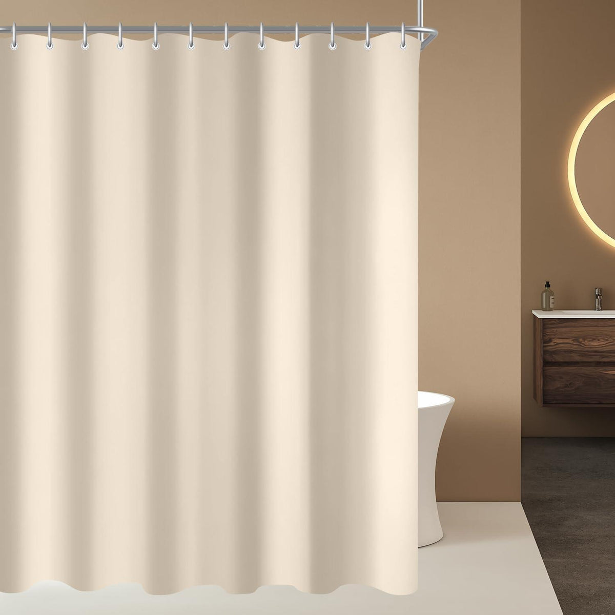 Duschvorhang Beige Wasserabweisend Beschwert Antischimmel 200x160cm