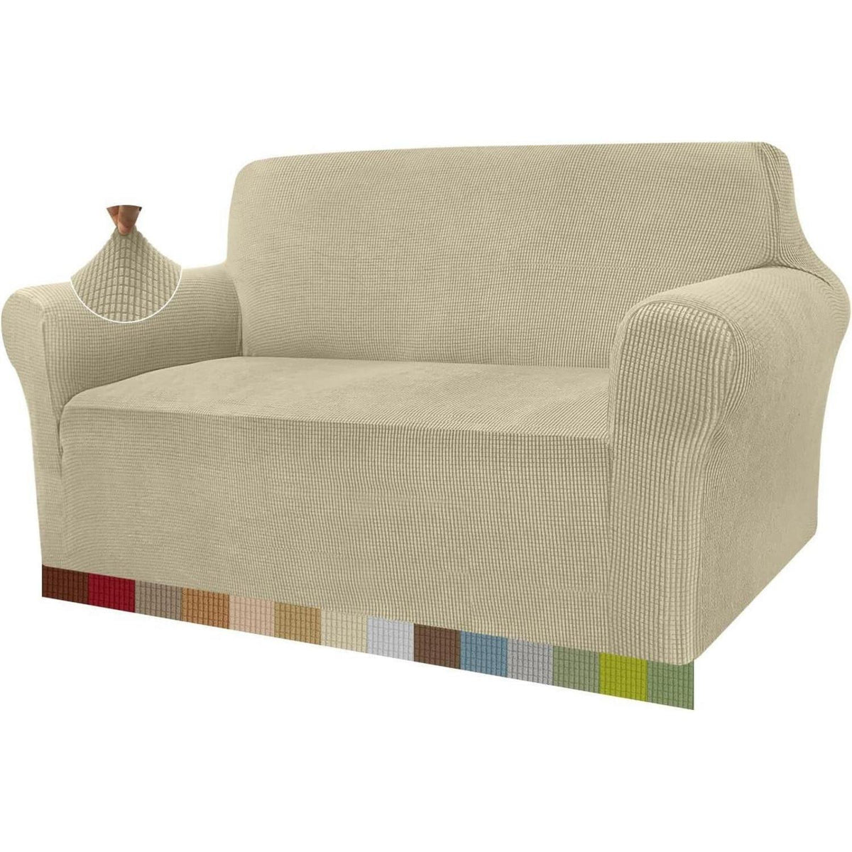 Elastischer Sofabezug 2-Sitzer Khaki – Modern & Schutz für Ihr Sofa