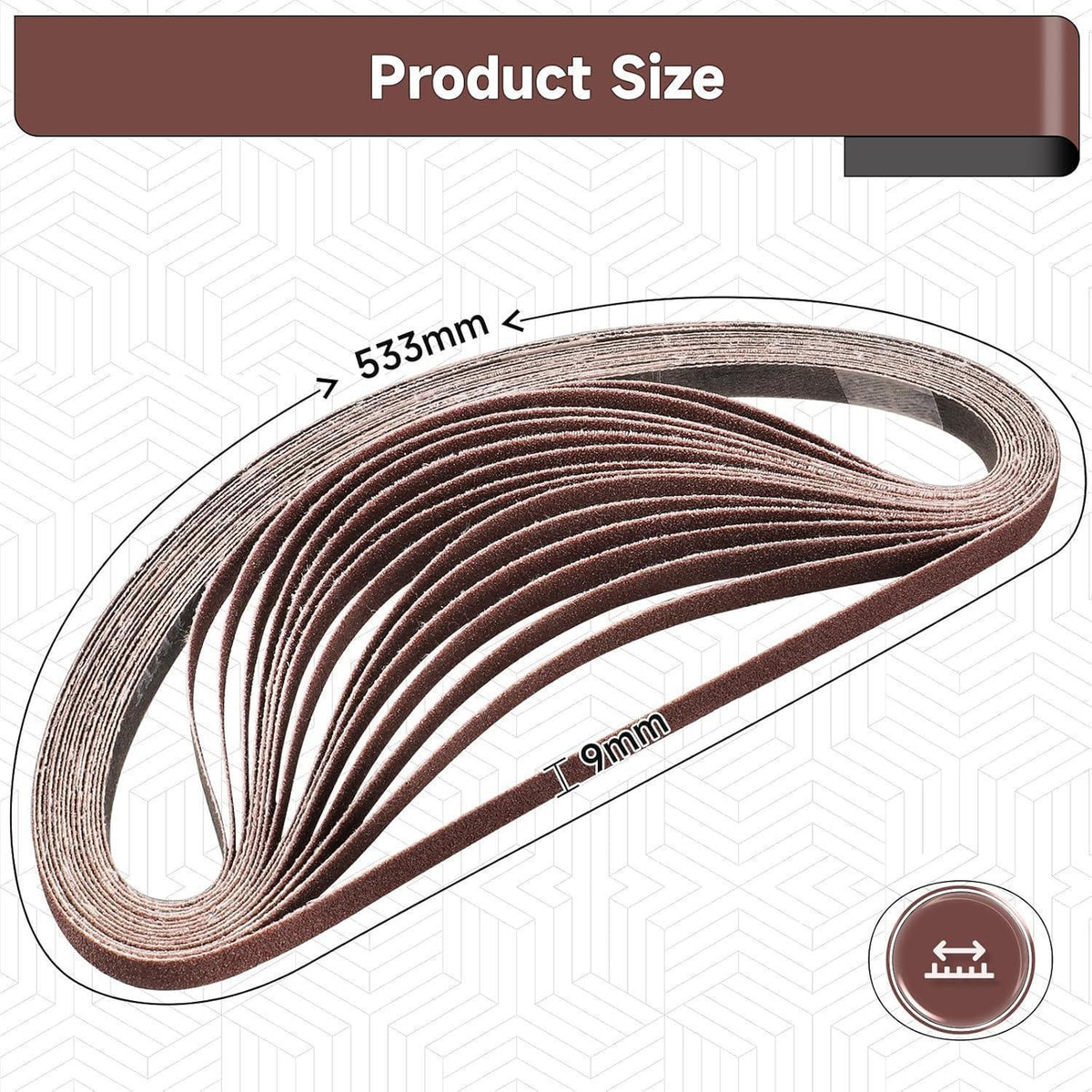Schleifbänder 9x533 mm Körnung 80 (30 Stück) für Bandschleifer