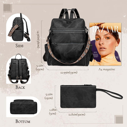 Damen Rucksack 3-in-1 wasserdicht, leicht, schwarz