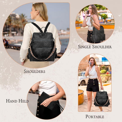 Damen Rucksack 3-in-1 wasserdicht, leicht, schwarz