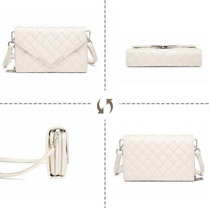 JANSBEN Damen Umhängetasche Gesteppte Schultertasche Vegan Blau