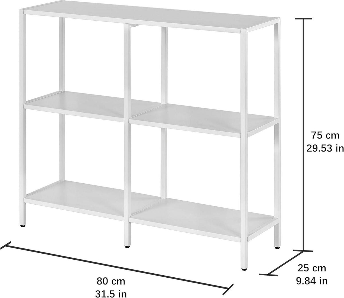 HDANI Metall-Konsolentisch 3 Ablageflächen Weiß 80x25x75cm