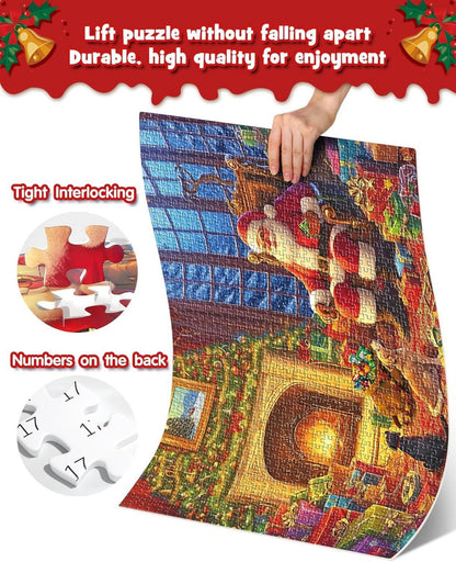 Adventskalender Weihnachtsszene Puzzles 24 Tage, 1008 Teile für Kinder Mädchen Jungen Adult