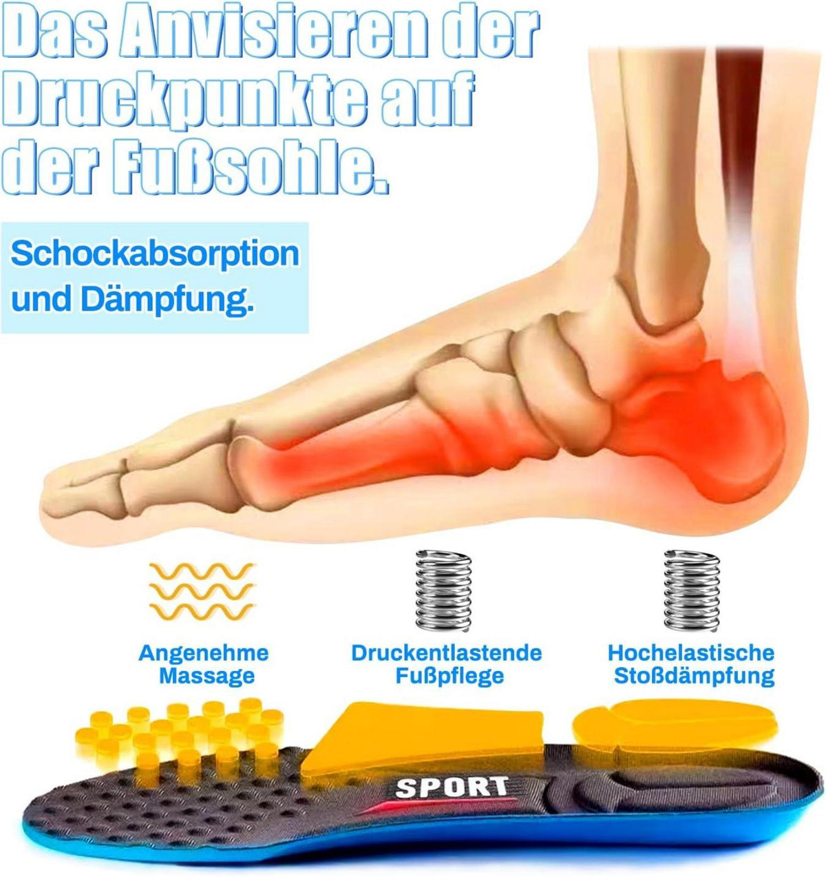2 Paar Komfort Einlegesohlen Arbeit Stiefel Laufschuhe
