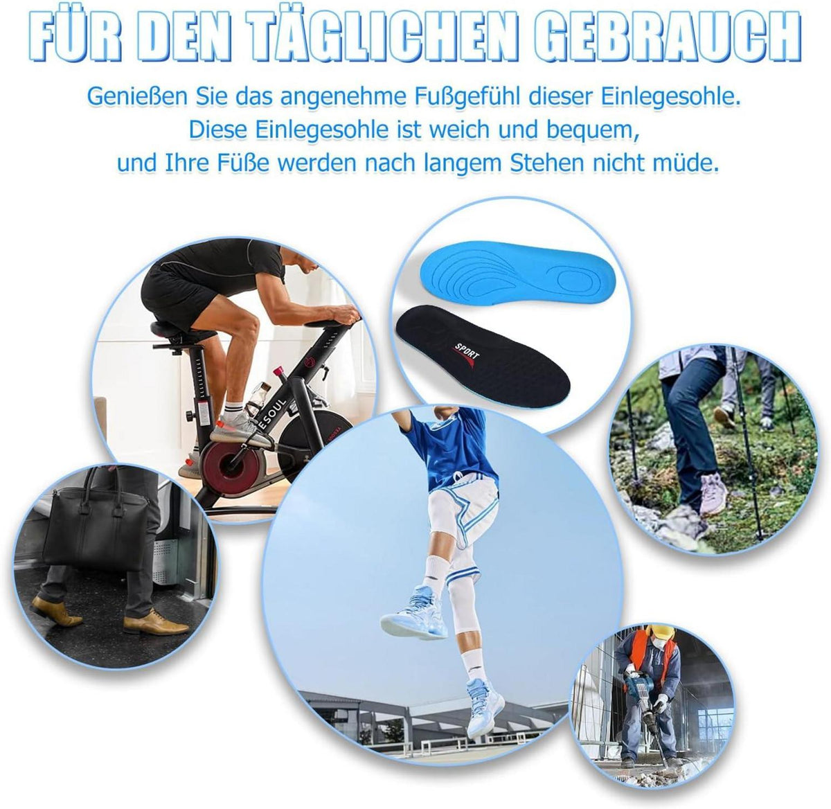 2 Paar Komfort Einlegesohlen Herren Damen Schuheinlagen Arbeit Stiefel 35-38