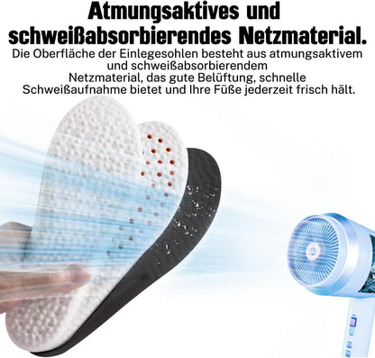 Komfort Sport Einlegesohlen Schuhe - Dämpfung & Atmungsaktiv - Ideal für Wandern, Laufen, Fitness
