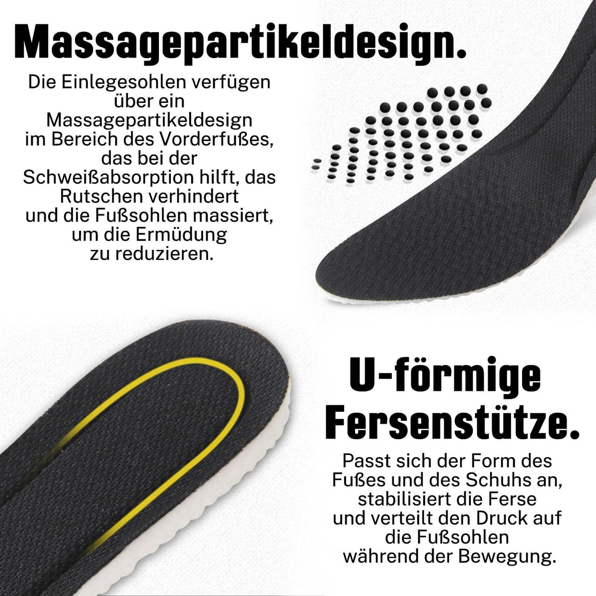 Sport Einlegesohlen Schuhe Sohlen Einlagen Alltag Beruf Dämpfung Atmungsaktiv EU