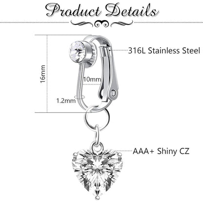 Fake Bauchnabelpiercing Set mit Schmetterling & Herz Anhänger