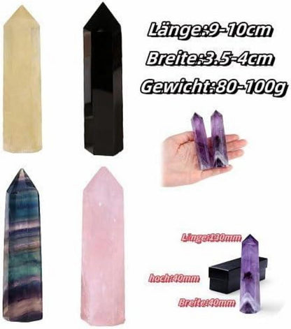 Amethyst Kristall Turm 9-10cm Heilstein Bergkristall Stab Hexagonal Energie