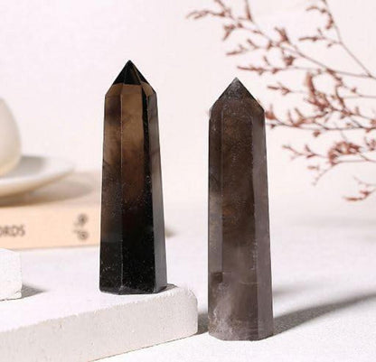 Rauchquarz Kristallsäule Turm Edelstein Heilung Energie Reiki