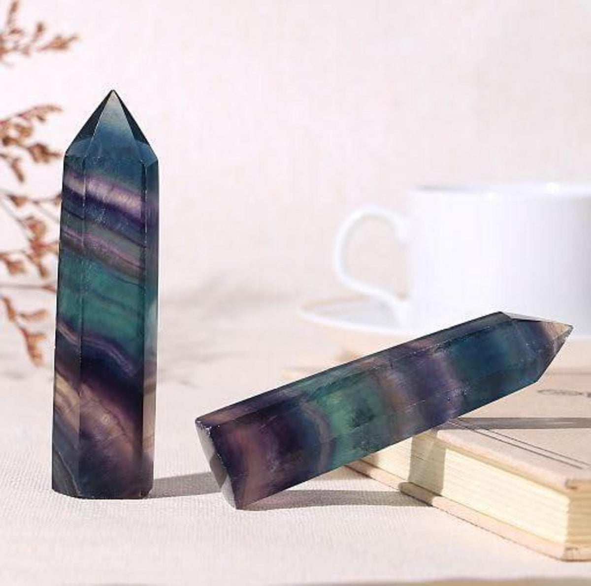 Fluorit Kristall Turm 9-10cm Heilstein Energie Reiki Meditation