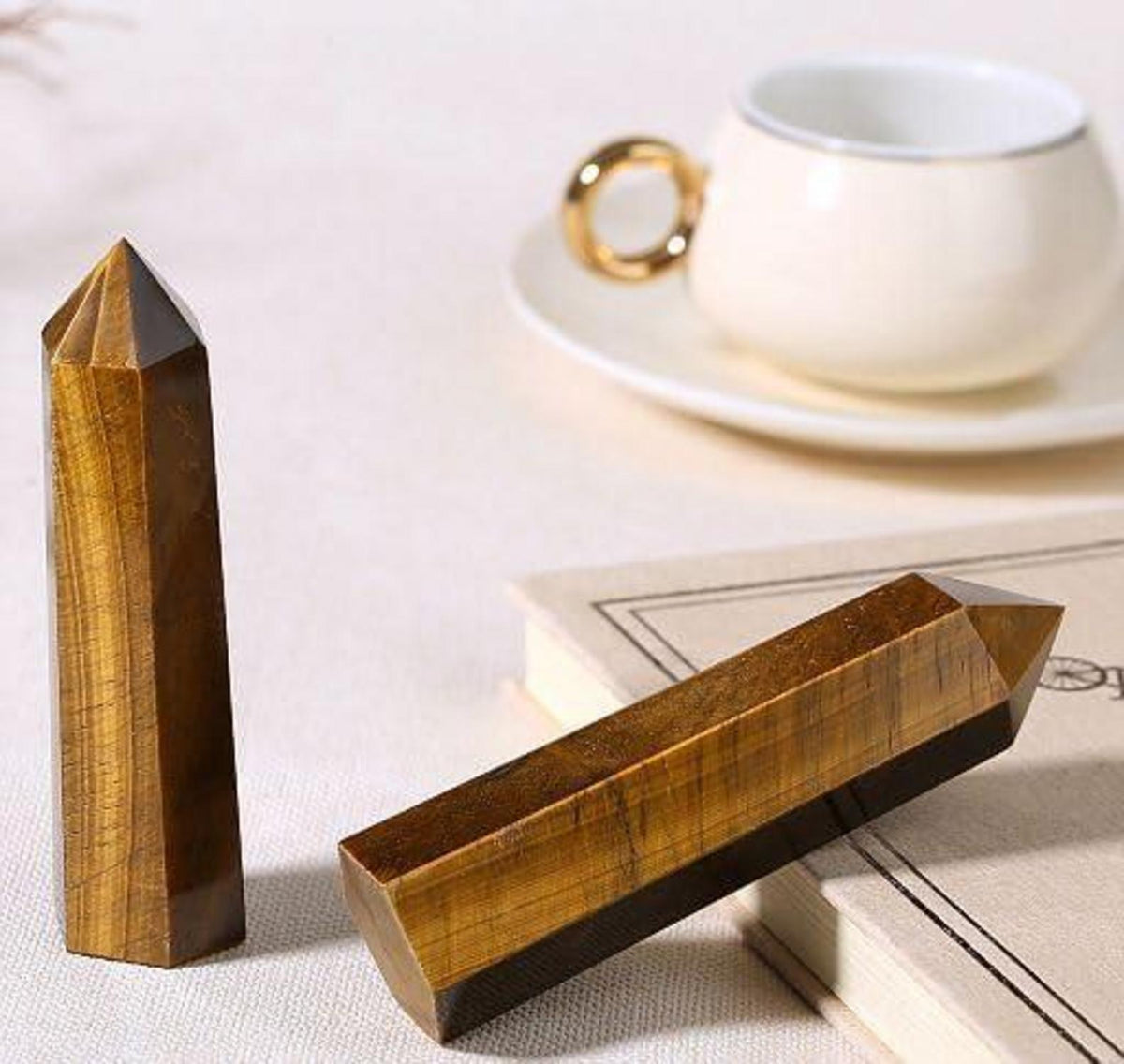 Tigerauge Kristall Turm Groß 9-10cm Heilstein Meditation Reiki