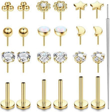 Helix Piercings Nasen Lippen Labret Set CZ Ohr Conch Tragus
