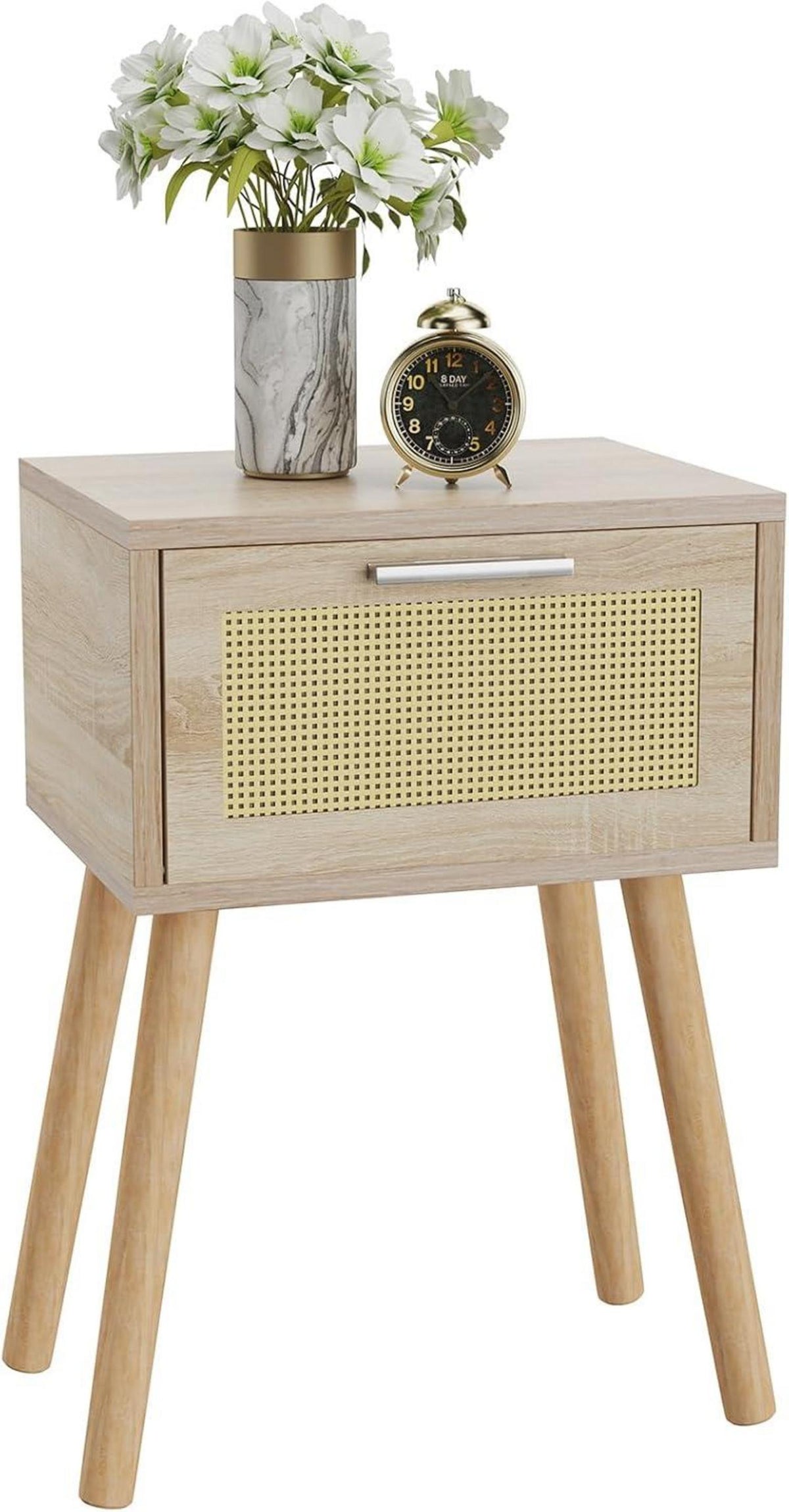 Nachttisch Rattan Beistelltisch Boho-Nachtschrank Magnetschublade