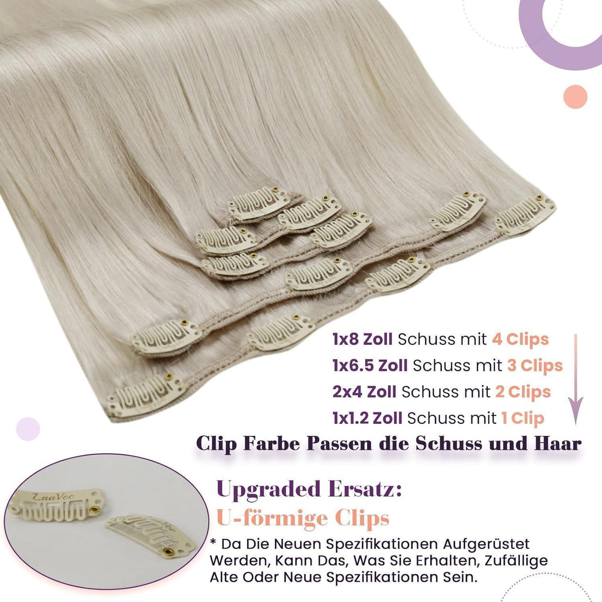 Echthaar Clip-in Extensions Platinblond 55cm