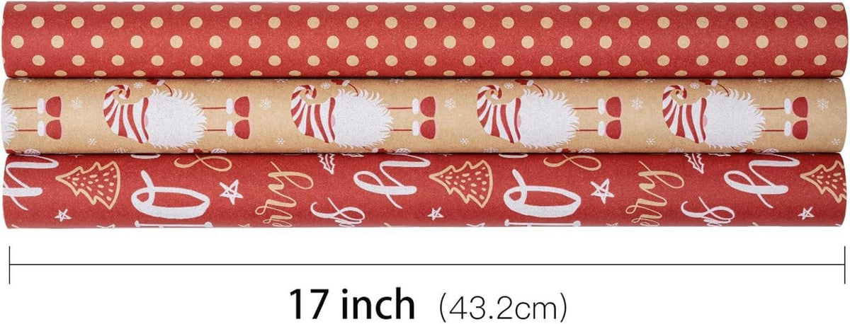 Weihnachts-Geschenkpapierrolle Kraftpapier 43,2 cm x 3 m 3