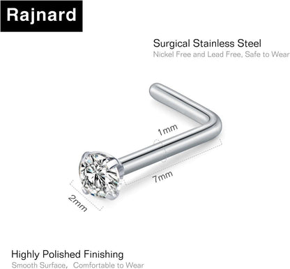Nasenpiercing 18G Chirurgenstahl Zirconia Strassstein Gold