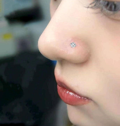 Nasenpiercing 18G Chirurgenstahl Zirconia Strassstein 1,0mm Gold Silber