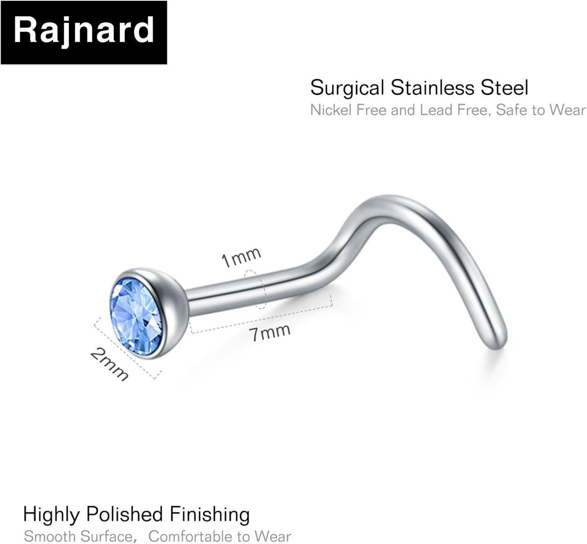 Chirurgenstahl Nasenpiercing mit Zirconia Strasssteinen