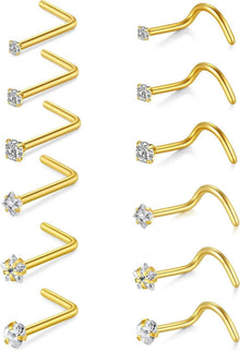 Nasenpiercing Chirurgenstahl Zirkonia Strassstein 20G Gold Silber