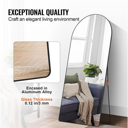Gewölbter Ganzkörperspiegel 180x81cm – Stand- & Wandmontage
