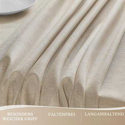 Runde Tischdecke Leinenoptik Beige 100cm – Abwaschbar & Wasserabweisend