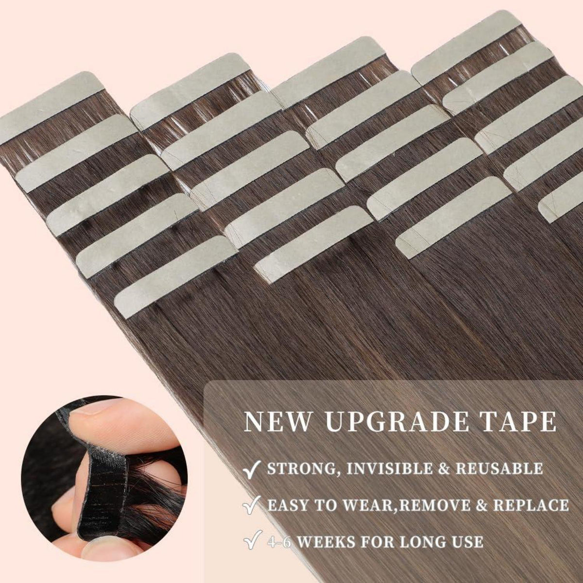 Echthaar Tape Extensions Balayage Braun 40cm (16 Zoll)
