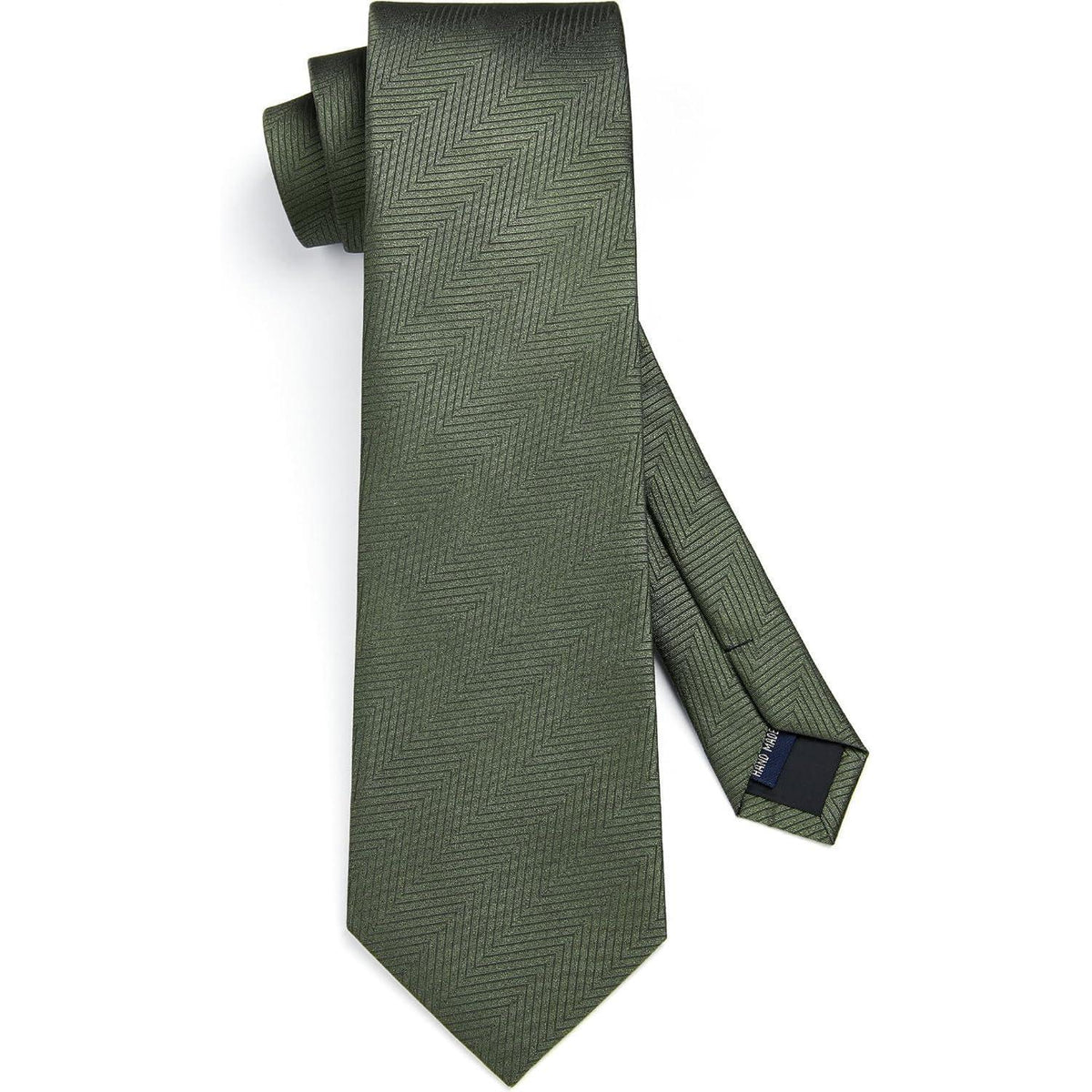 Herren Krawatten Set mit Einstecktuch, Olivgrün