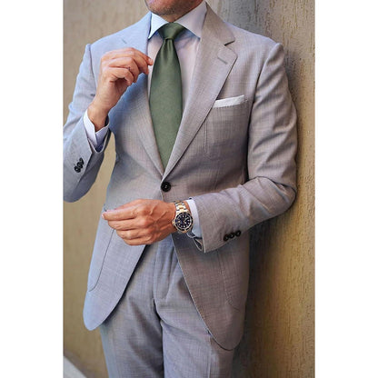 Herren Krawatten Set mit Einstecktuch, Olivgrün