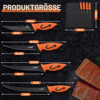 Fisch Filetiermesser Set | Scharfes Ausbeinmesser mit Scheide