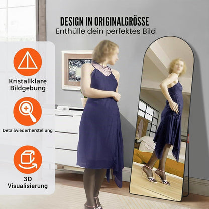 Gewölbter Standspiegel 165x55.8cm – Freistehend & Wandmontage