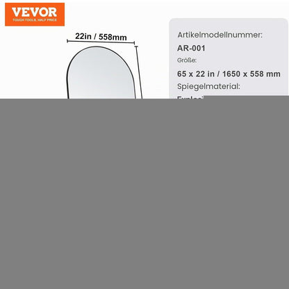 Gewölbter Standspiegel 165x55.8cm – Freistehend & Wandmontage