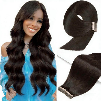 Echthaar Tape Extensions – 50cm, 100g, 1B# Schwarz