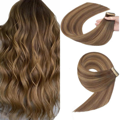 Echthaar Tape Extensions Goldbraun 50cm (20 Zoll)