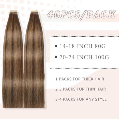 Echthaar Tape Extensions Goldbraun 50cm (20 Zoll)