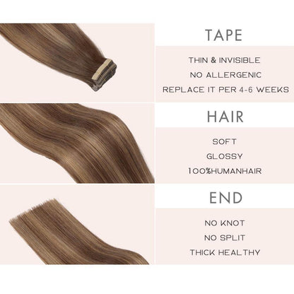 Echthaar Tape Extensions Goldbraun 50cm (20 Zoll)
