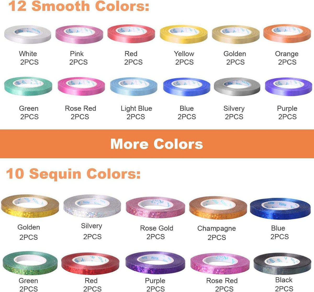 44er Set Ringelband Geschenkband 5MM x 10M für Luftballons Deko