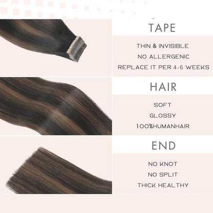 Echthaar Tape Extensions Goldbraun 45cm (18 Zoll)