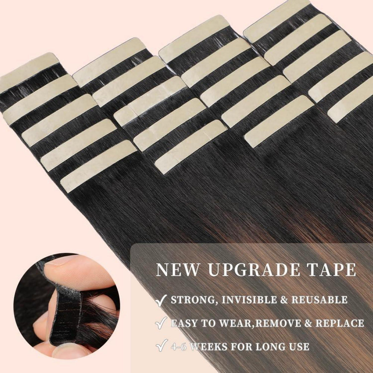 Echthaar Tape Extensions Goldbraun 45cm (18 Zoll)