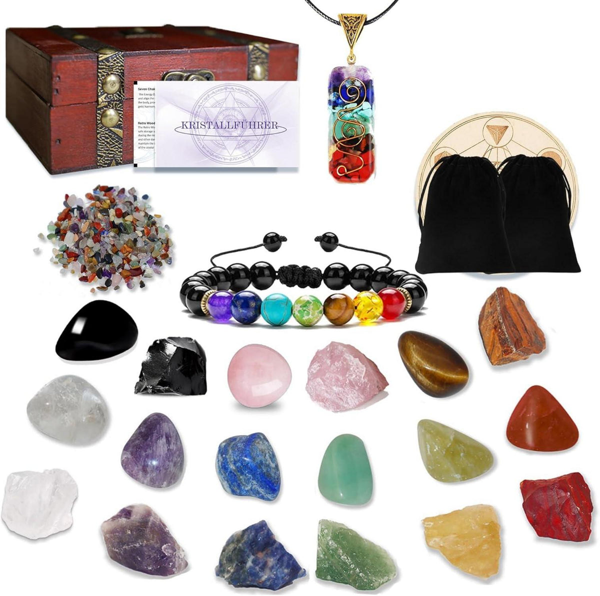Edelsteine Heilsteine Set 9 Natürliche Kristalle Chakra-Geschenk