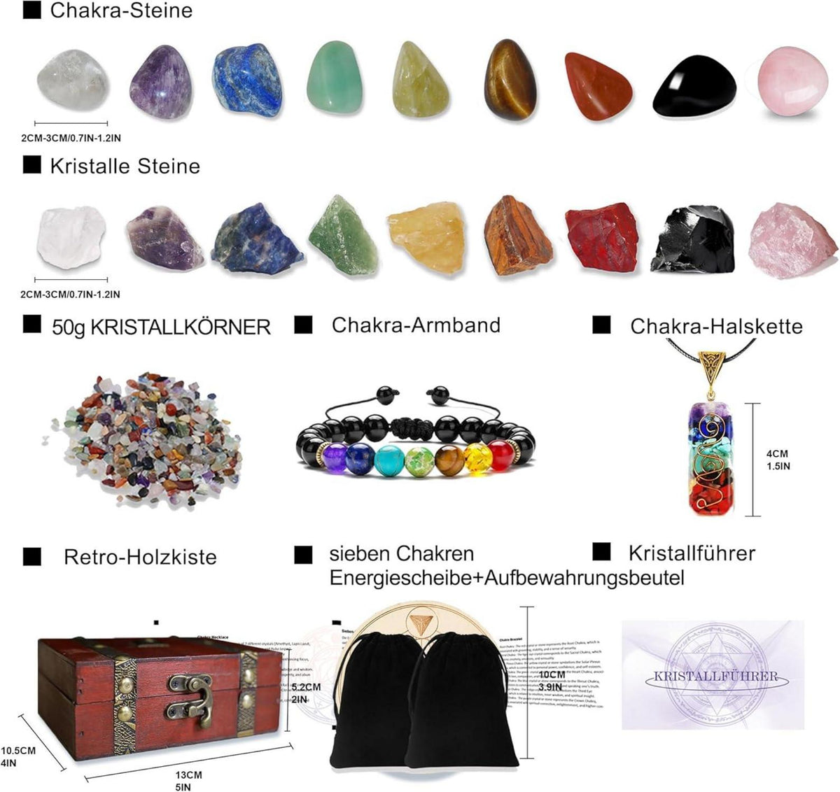 Edelsteine Heilsteine Set 9 Chakra Natürliche Kristalle