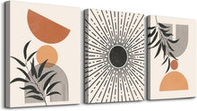 Boho Arches Sonne Botanical Bilder Schwarz Orange Blätter Wandbilder